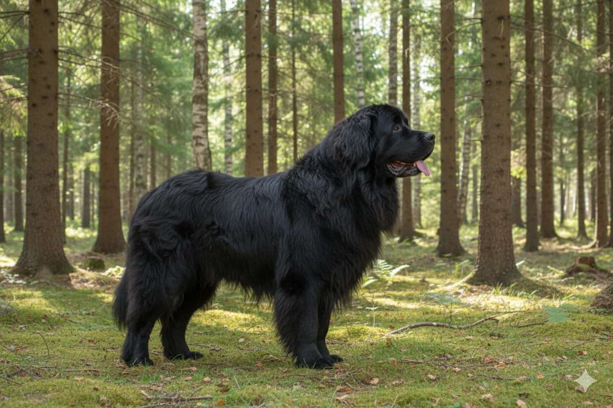 Newfoundland dog by water