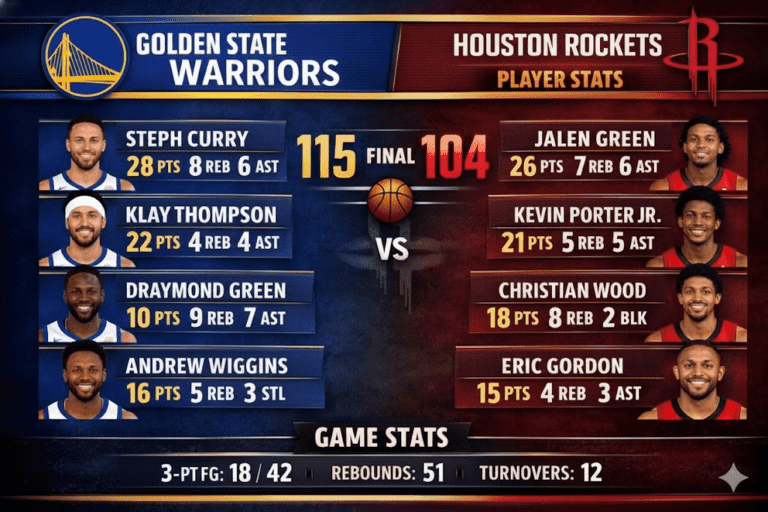 Golden State Warriors vs Houston Rockets Match Players Stats