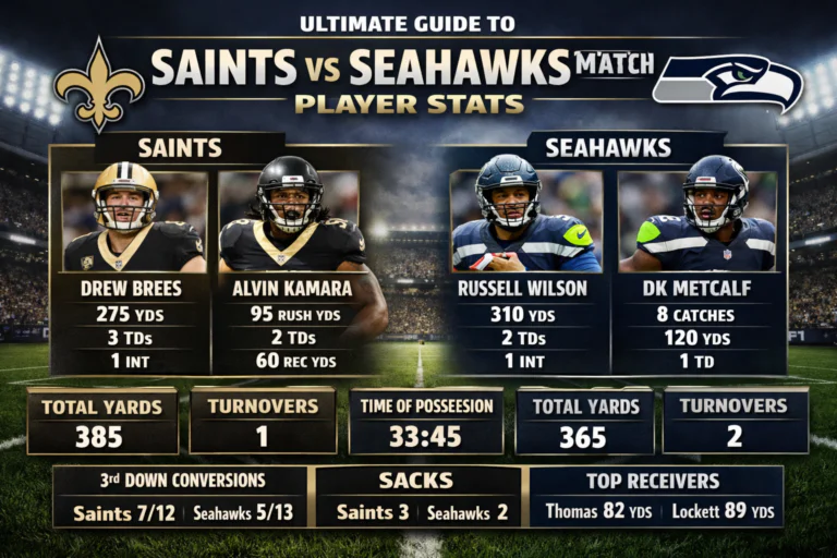 New Orleans Saints vs Seahawks Match Player Stats
