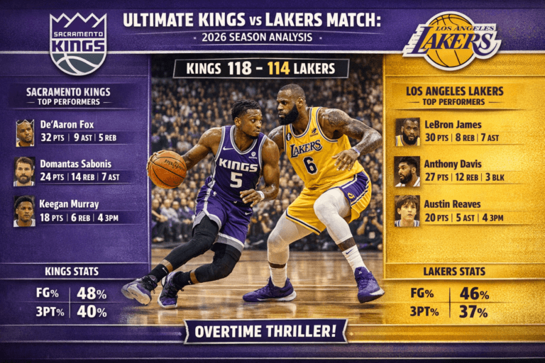 Sacramento Kings vs Lakers Match Player Stats