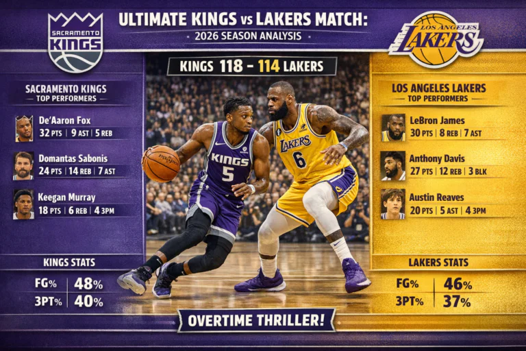 Sacramento Kings vs Lakers Match Player Stats