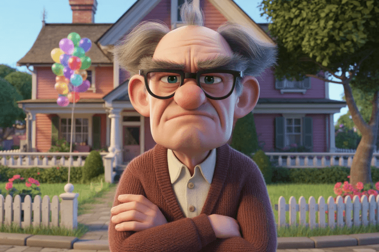 Grouchy Homeowner in Pixar’s Up