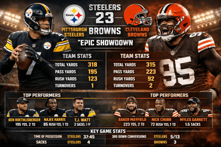 Pittsburgh Steelers vs Cleveland Browns Match Player Stats