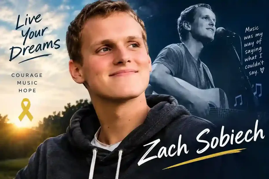 Zach Sobiech inspirational portrait with guitar and music theme