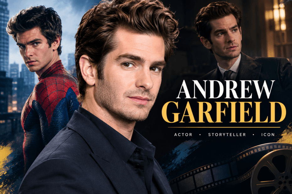 : Andrew Garfield feature image showing the actor in cinematic portraits